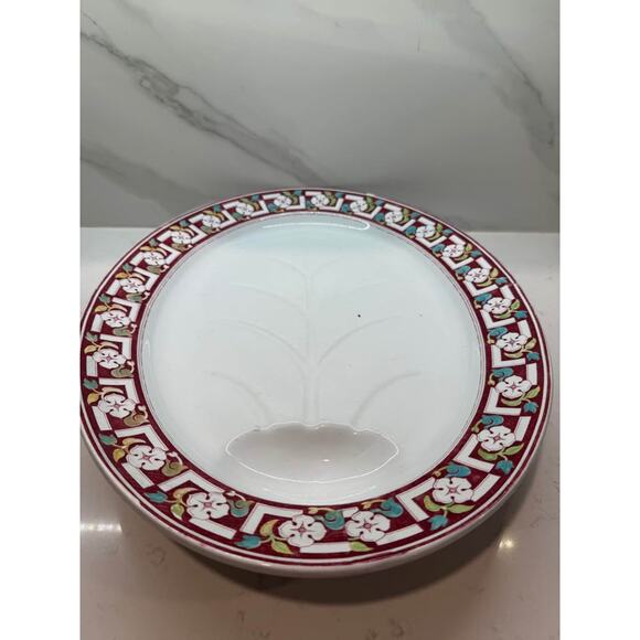 Brown Westhead Moore & Co 1860’s Antique LARGE Serving Platter Greek Key Floral - Picture 2 of 8